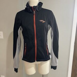 Harley-Davidson Women's Nylon Zipper Shell Jacket Orange Black Hooded Small